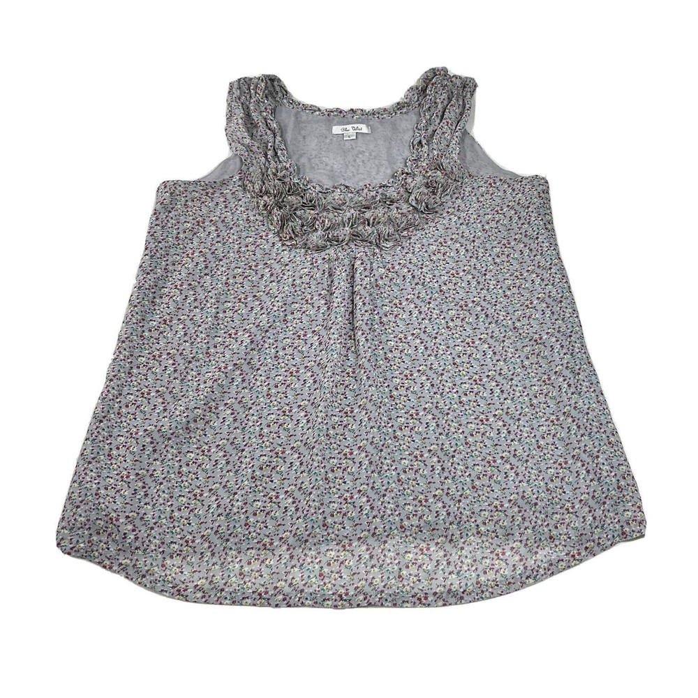 Blue Velvet Ditsy Floral Shirt Women's L Purple Sleeveless Tank Top 3-D Flowers